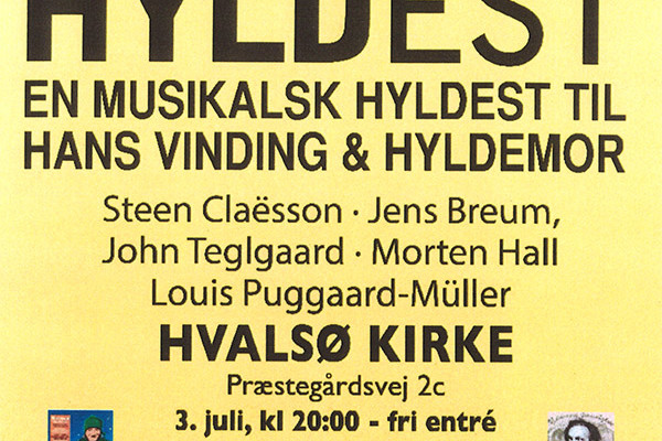 Reklame for koncert med Hans Vinding og Hyldemor